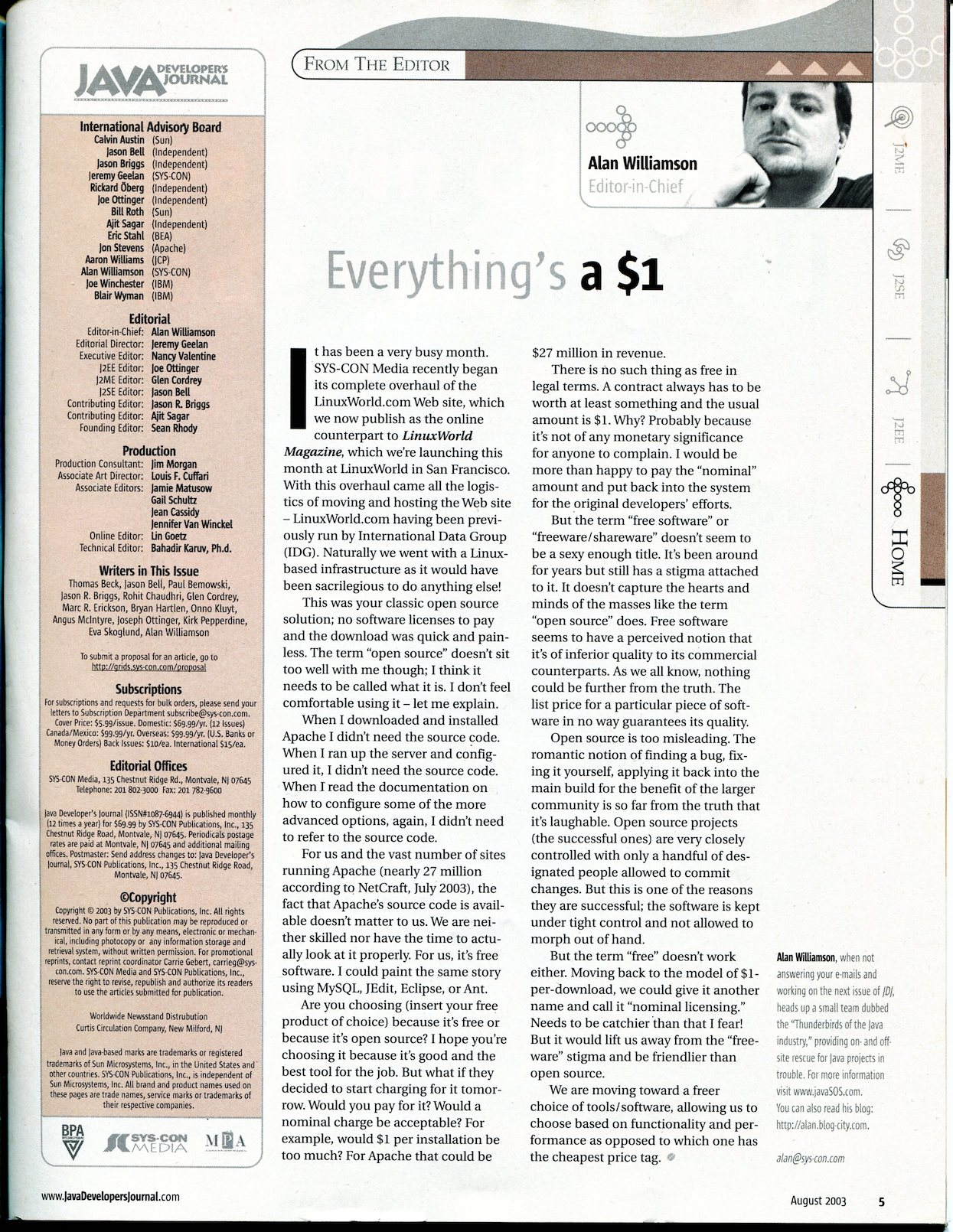 Java Developer’s Journal August 2003 – Kev's Development Toolbox